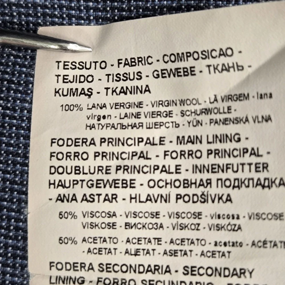 Armani Exchange Men Blazer 33W Blue Suit Jacket Button Long Sleeve